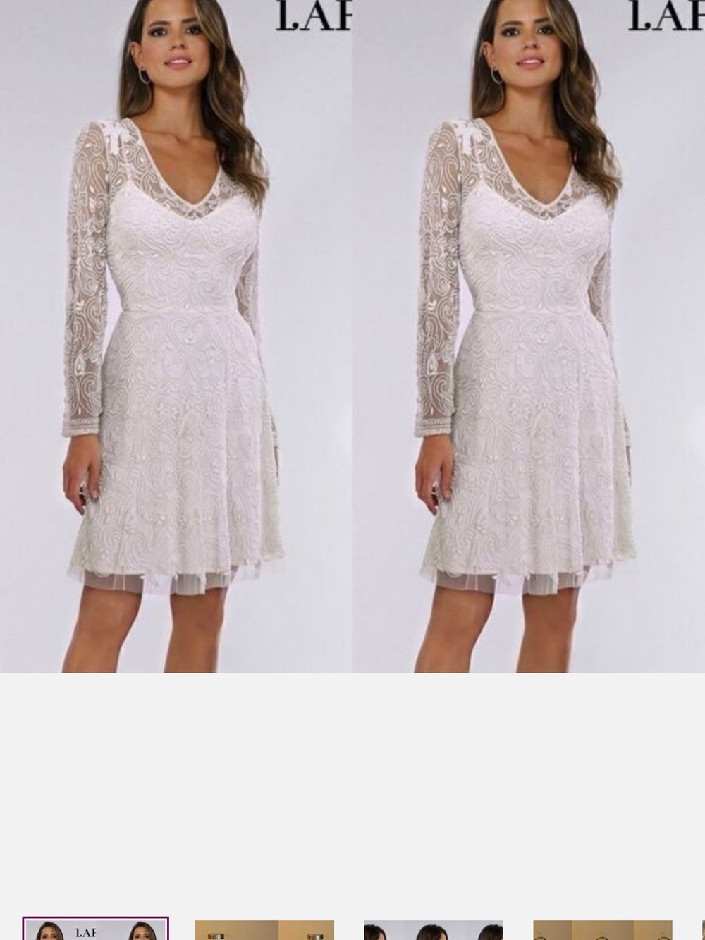 Lace Fit-and-Flare Long Sleeve Dress in Ivory